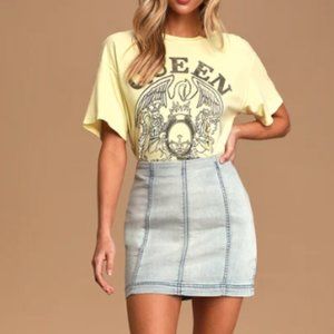 Free People Modern Femme Light Wash Denim Mini Skirt